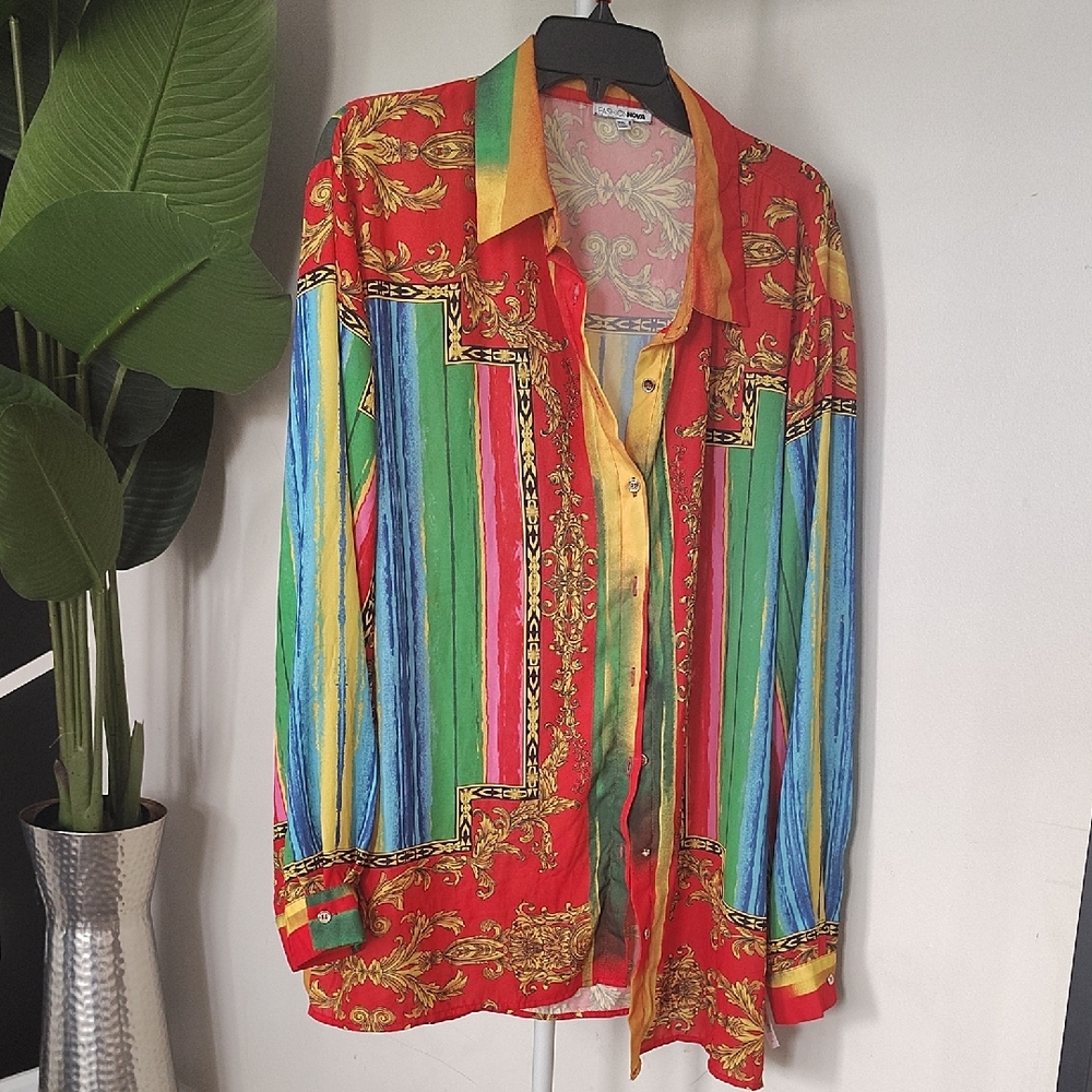 Colorful Striped Button-Up Shirt